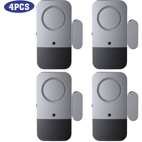 Capteur d'alarme de fenêtre de porte Capteur de porte sans fil Alarme antivol Compatible avec l'hte d'alarme pour système d'alarme de sécurité domotique intelligent Ensemble de quatre pièces