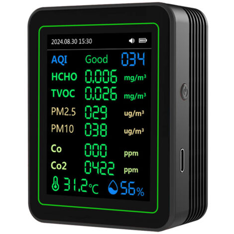 Capteur de CO ZN-MT14 12 en 1, compteur de HCHO, moniteur de CO2, PM2.5, courbe de détection de l'indice de qualité de l'air (IQA) du CO2