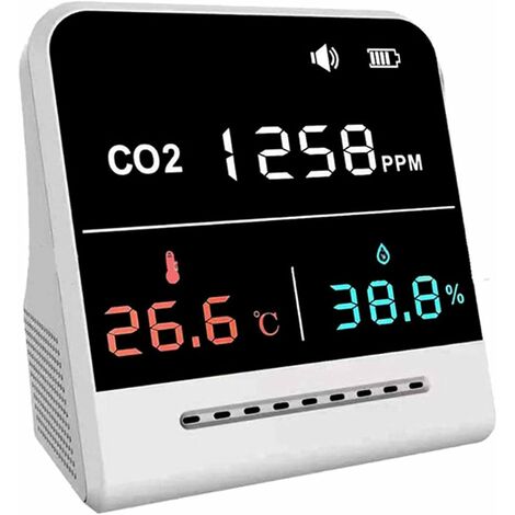 Capteur De CO2 De Bureau Portable, Moniteur De Qualité De L'air Professionnel Détecteur De CO2 Aver Une Batterie Longue Durée, Détecteur De Dioxyde De Carbone, Humidité Relative De Température