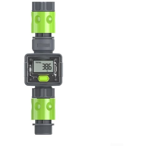 Capteur de débit d'eau numérique pour tuyaux, mesure précise, affichage facile à lire, débit total en temps réel, analyse de la consommation moyenne sur 7 jours, plastique vert, 10 x 24 x 5 cm
