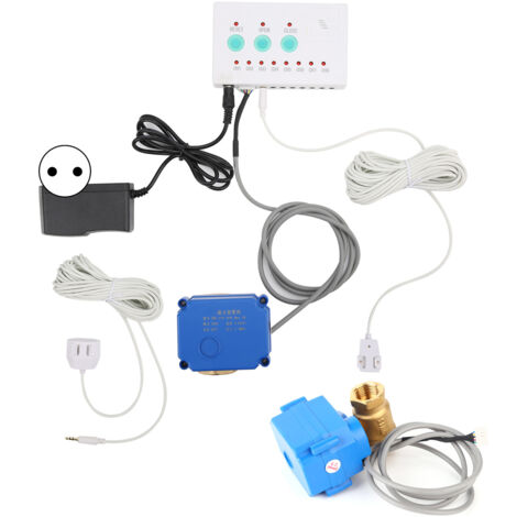 Capteur de Fuite d'Eau Intelligent avec Double Vanne et Alarme Sonore - Détecteur de Débordement pour Maison - Prise EU AC100-240V