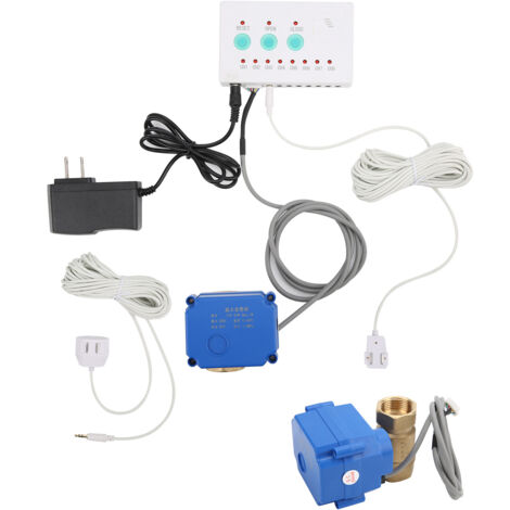 Capteur de Fuite d'Eau Intelligent avec Double Vanne et Alarme Sonore – Détecteur de Débordement pour Maison, Prise US 100‑240V