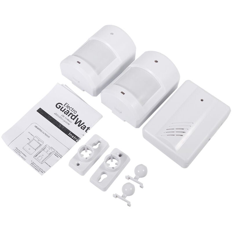 Sjlerst - Jeffergarden Alarme de sonnette de système sécurisé d'alerte sans fil de détecteur de mouvement pour la maison (1 récepteur 2 émetteur)