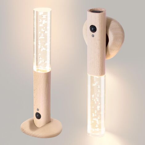 Capteur de mouvement Lumières de nuit intérieures, lampes de nuit rechargeables Wall Sconces en bois Ensemble de 2, batterie alimentée magnétique Wall Sconces Décor pour la chambre à coucher, couloir,