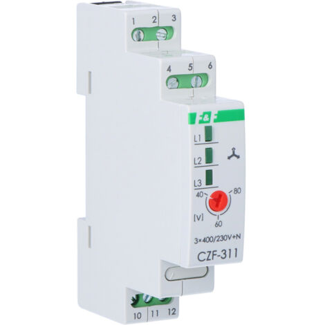 Capteur de phase et de perte CZF-311 contacts : 1P, I=10A, seuil réglable : 165-180V, 1 module