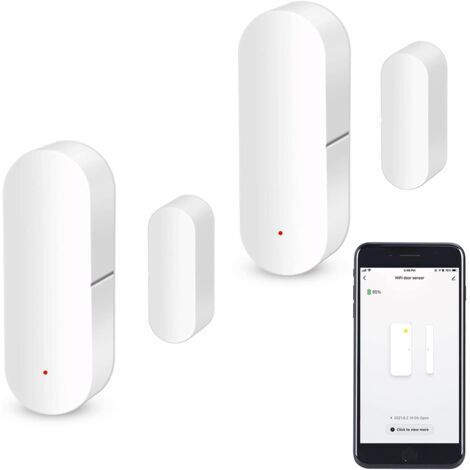Capteur de Porte WiFi Capteur de Contact Intelligent pour fenêtre Alarme sans Fil Compatible avec Alexa et Google Assistant Pas Besoin de hub 2 Pack
