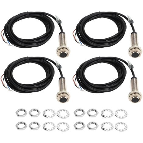Capteur de Proximité Inductif 4 Fils NPN NO NC, 12mm, 2mm de Détection, DC 6‑36V, Lot de 4