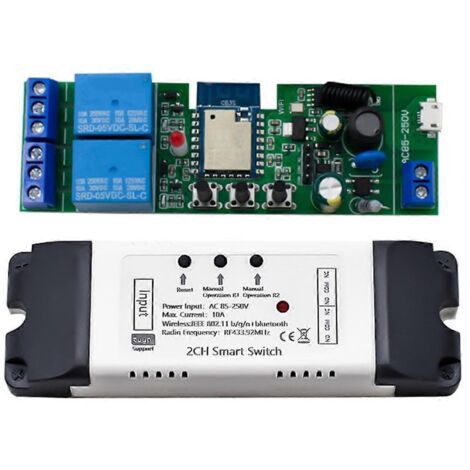 Capteur de relais intelligent Tuya WIFI 2CH avec boîtier--