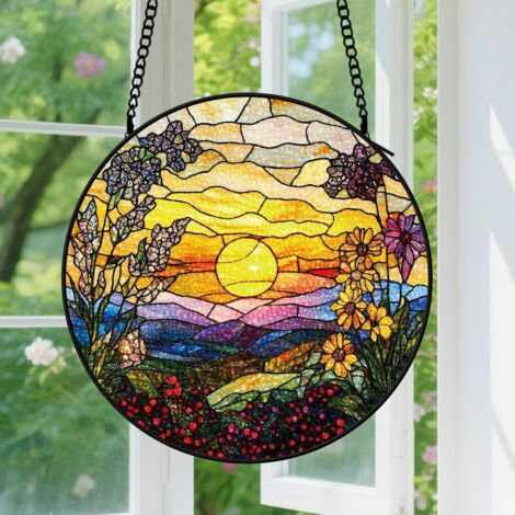 Capteur de soleil en vitrail - décoration spirituelle 9cm