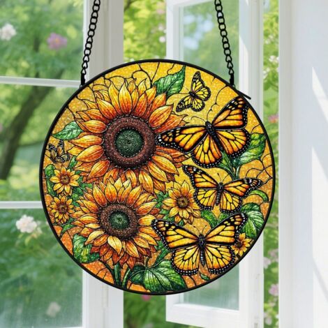 Capteur de soleil en vitrail - décoration spirituelle 9cm