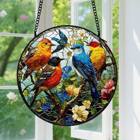 Capteur de Soleil en Vitrail  Décoration Spirituelle pour Maison 15cm