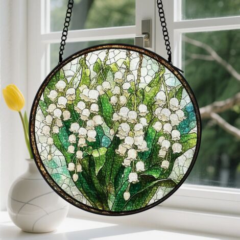 Capteur de Soleil en Vitrail  Décoration Spirituelle pour Maison 15cm
