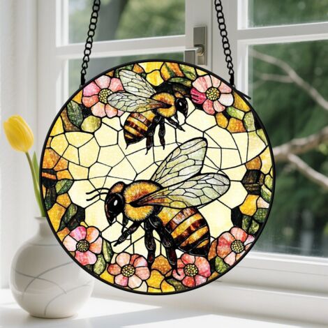 Capteur de Soleil en Vitrail  Décoration Spirituelle pour Maison 15cm