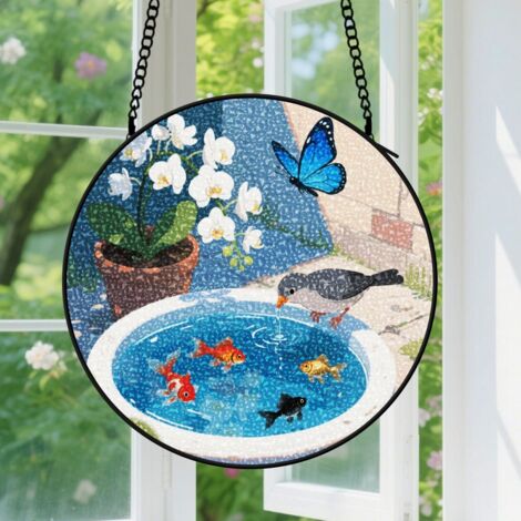 Capteur de Soleil en Vitrail  Décoration Spirituelle pour Maison 20cm