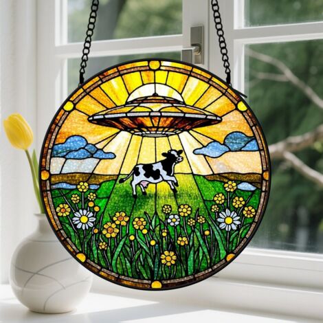 Capteur de Soleil en Vitrail  Décoration Spirituelle pour Maison 20cm