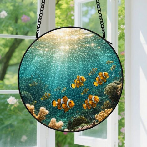 Capteur de Soleil en Vitrail  Décoration Spirituelle pour Maison 9cm
