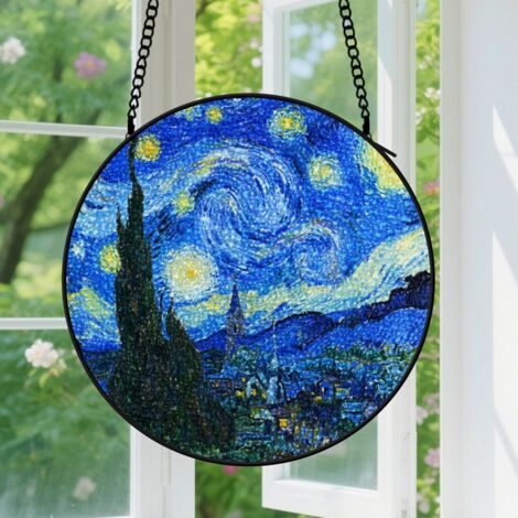 Capteur de Soleil en Vitrail  Décoration Spirituelle pour Maison 9cm