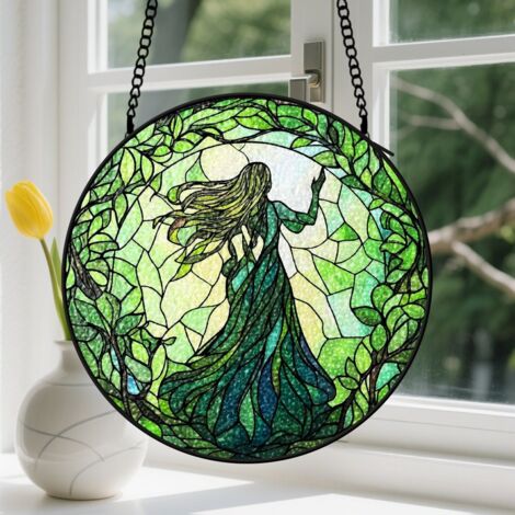 Capteur de Soleil en Vitrail  Décoration Spirituelle pour Maison 9cm