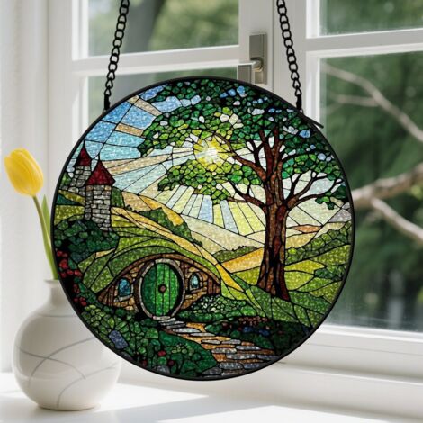Capteur de Soleil en Vitrail  Décoration Spirituelle pour Maison 9cm