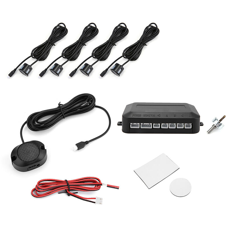 Jeffergarden Capteur de stationnement de voiture Kit de radar de recul Avertissement Système de sonde d'indicateur sonore 12V