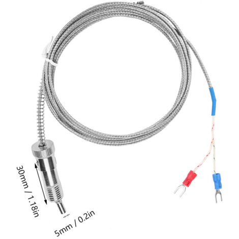Capteur de température à thermocouple type K avec câble ressort à compression, 0-400℃ (5 m)