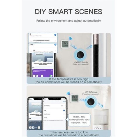 Capteur de température et d'humidité Tuya Zigbee avec écran LCD intelligent (lot de 3)