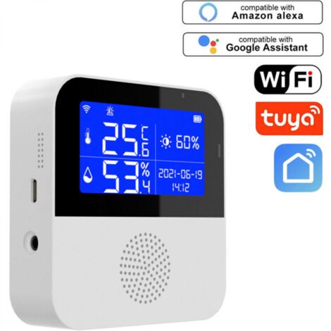 Capteur de thermomètre hygromètre WiFi avec sonde externe, moniteur numérique sans fil de température et d'humidité Mise à jour de synchronisation en temps réel, avec écran LCD rétroéclairé, alarme so
