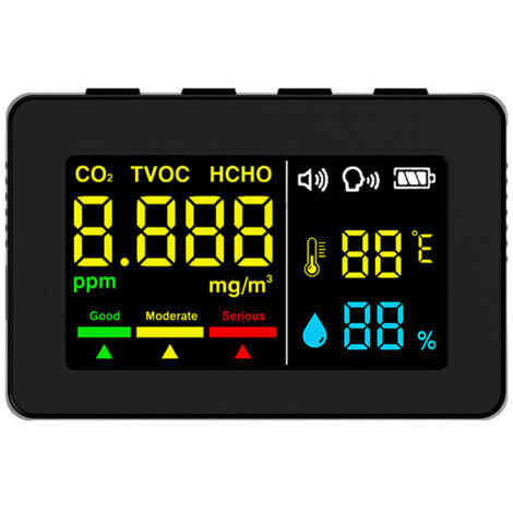 Capteur électrochimique formaldéhyde, détecteur qualité d’air HCHO TVOC CO2, testeur température et humidité haute précision, fonction alarme vocale,de dyk.Trywise