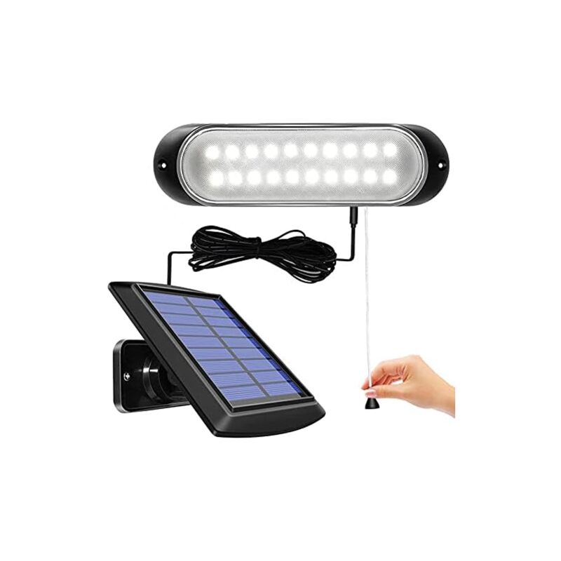 Capteur Mouvement Solaire Lumière 20 LEDs Lumière Solaire séparable avec Ligne 5 m Extérieure Intérieure Étanche Lampe Solaire Interrupteur à Tirer