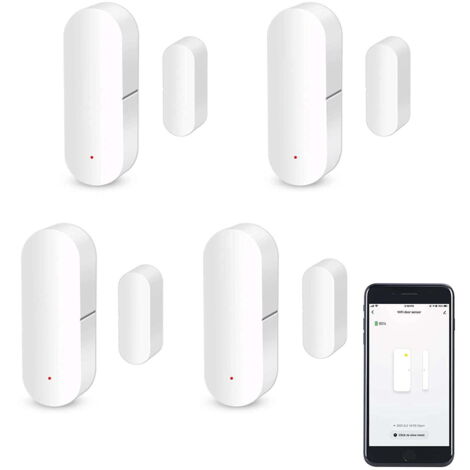 Capteur Porte Fenêtre WiFi - Système Alarme Domotique Tuya - Notification App En Temps Réel - Compatible Alexa - Sans Hub - Pour Maison Bureau Garage - 1 Pièce