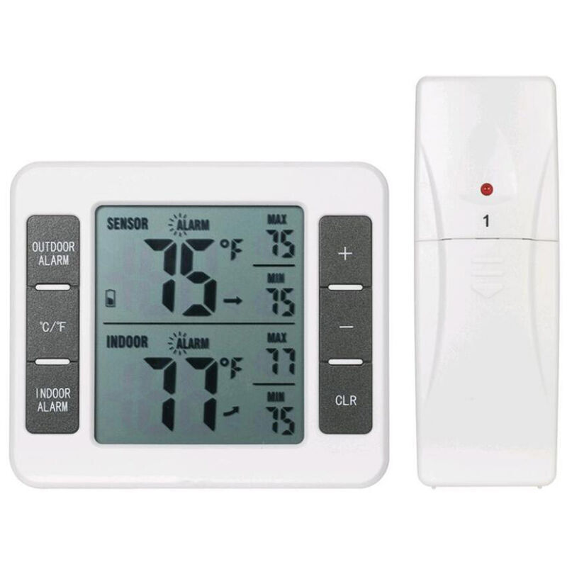 Capteur sans fil Thermomètre intérieur extérieur Compteur de température numérique Compteur d'enregistrement maximum et minimum Grand écran LCD pour