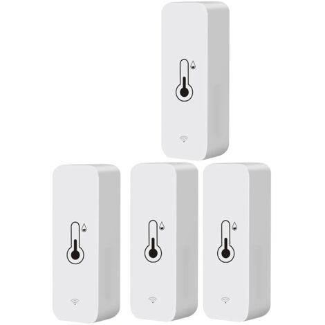 Capteur Temperature Humidite WiFi - 2 4 GHz - Application Tuya - Compatible Alexa Google Home - Affichage En Temps Reel - Lot De 4