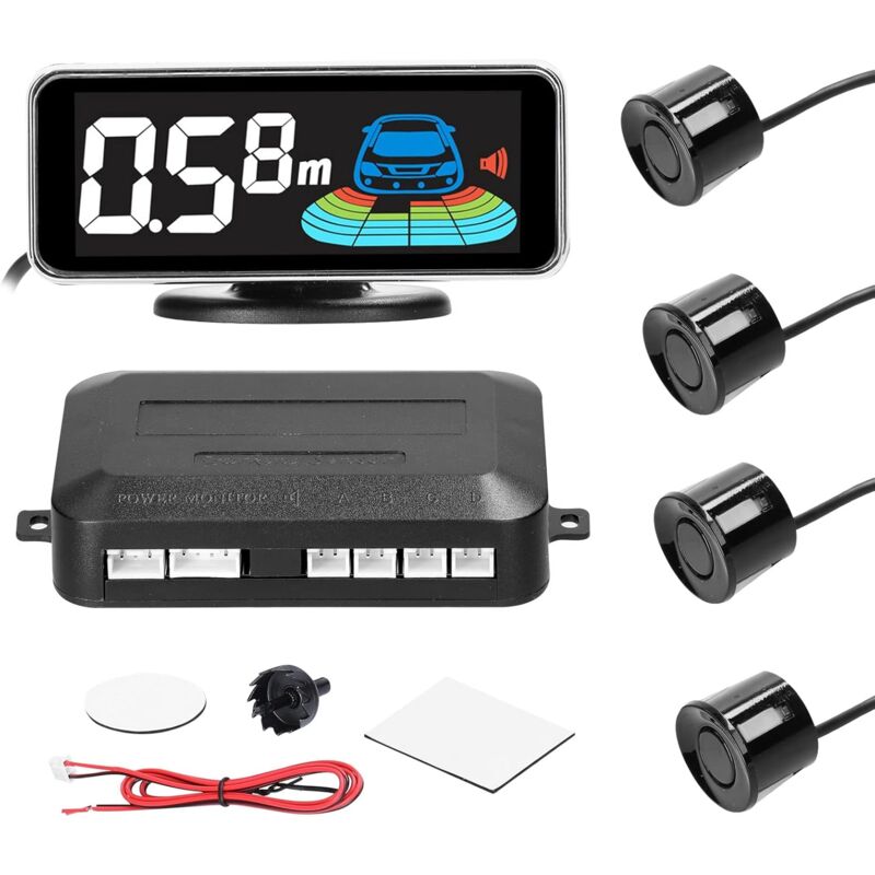 Capteurs de Stationnement de Voitur, radars de recul pour Voiture avec 4 capteurs de stationnement détection de Distance LCD Affichage de kit Alarme