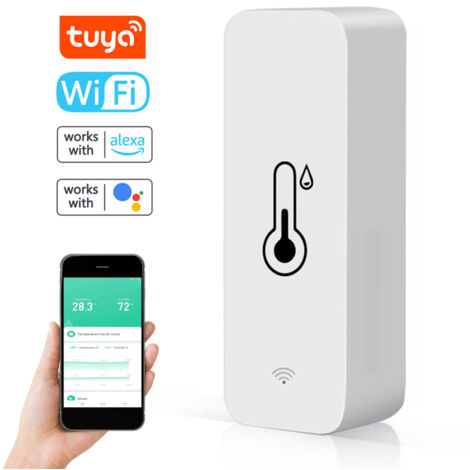 Capteurs intelligents température humidité Tuya Wifi, compatibles systèmes domotiques, affichage °C °F, contrôle distance application smartphone