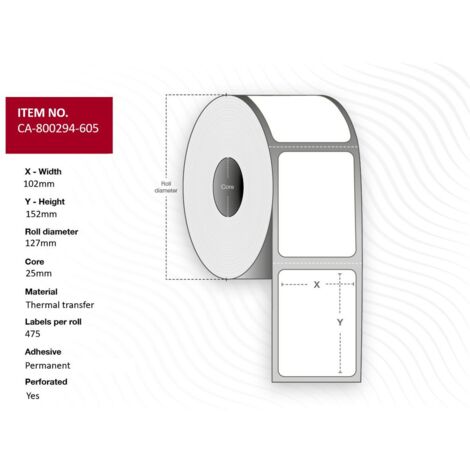 capture Rouleaux pour directions marque Capture modèle Label 102 x 152 mm, Core 25 mm, (CA-800294-605)
