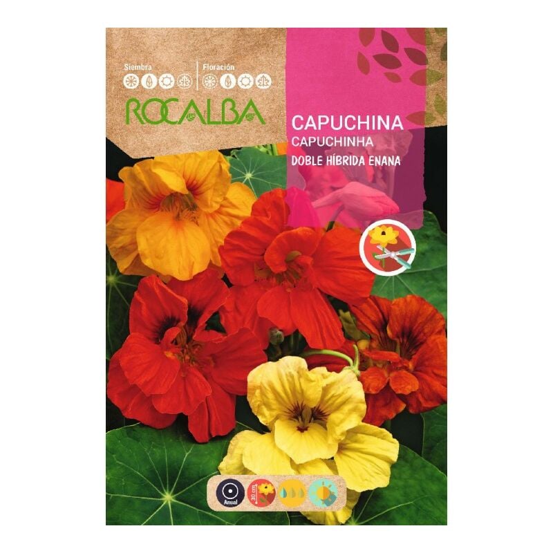 

Capuchina Doble Híbrida Enana Variada - Sobre De Semillas 10G