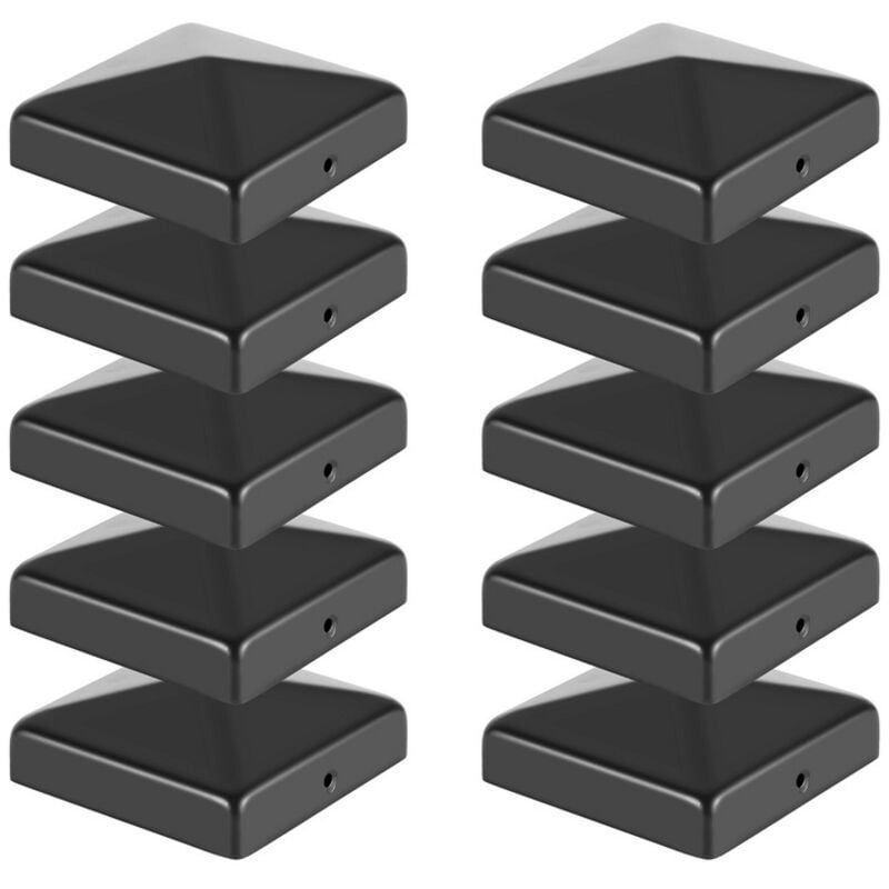 Capuchon de poteau Chapeau pyramide Clôture de protection 91x91mm Noir