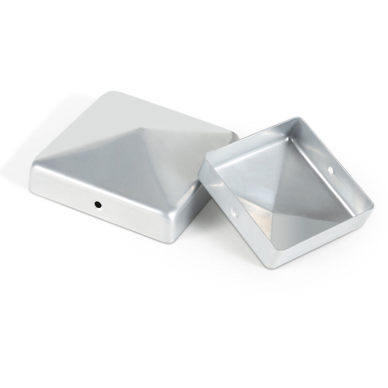 Capuchon de poteau Chapeau pyramide pour poteau bois Clôture de protection 91x91mm Argent