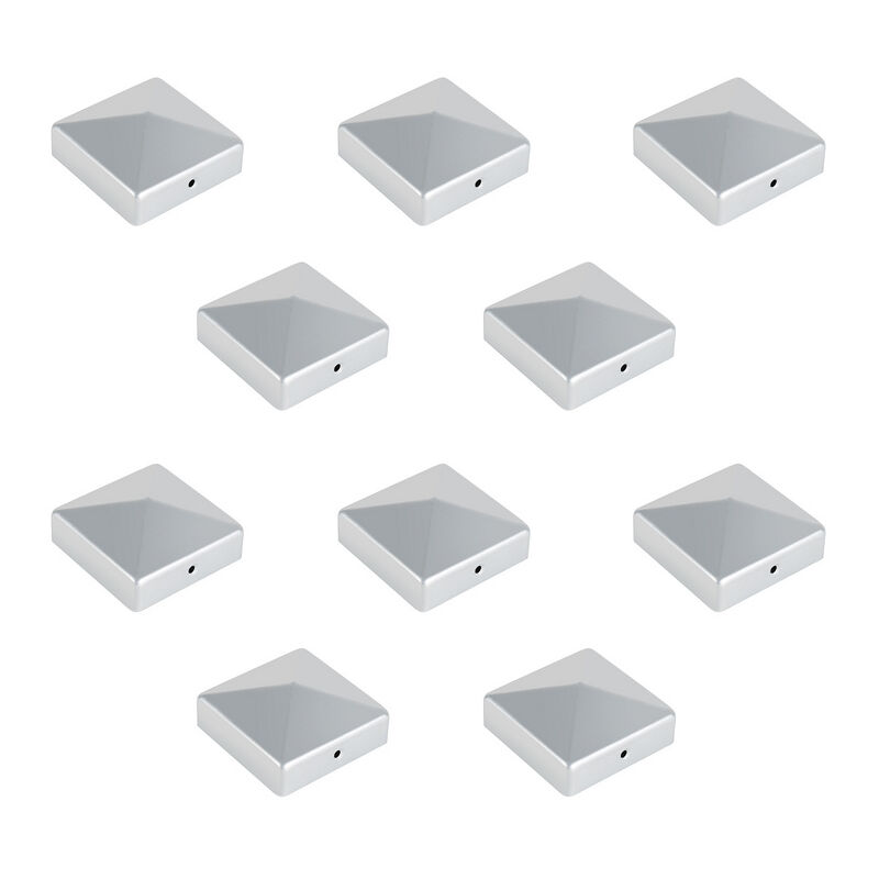 Capuchon de poteau Durable Chapeau pyramide pour poteau bois 71x71mm Argent