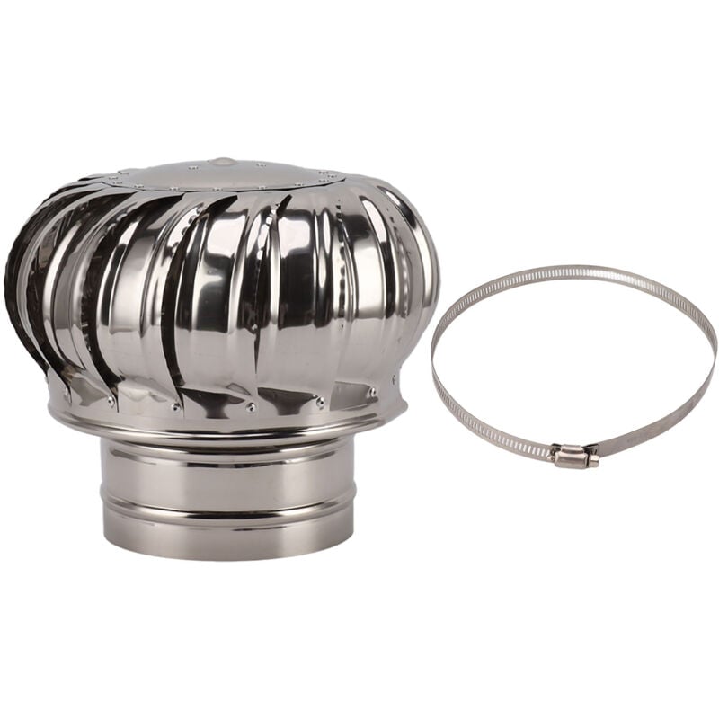 Sjlerst - Capuchon de ventilateur rotatif de cheminée en acier inoxydable, Anti-courant d'air, avec pince épaisse, Type 150