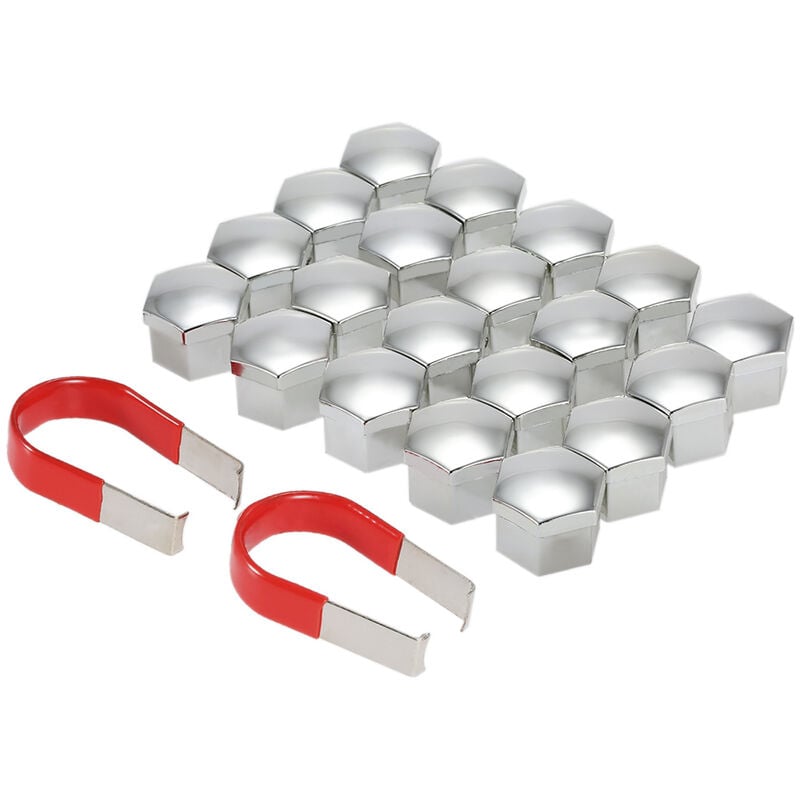 Capuchon Universel De Boulon De Couverture D'Ecrou En Plastique Chrome De Roue De Voiture De 17 Mm, Argent