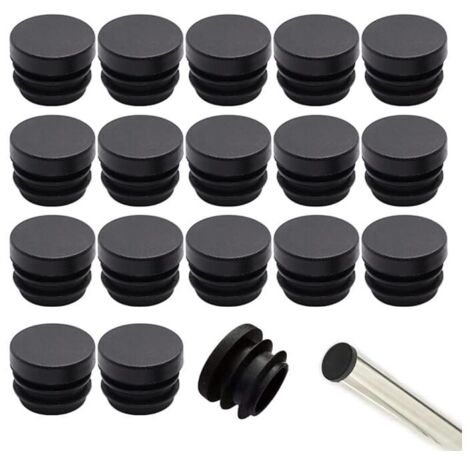 Capuchons de chaise noirs 16mm 32 pièces capuchons de chaise capuchons ronds en plastique capuchons de tube de chaise capuchons de pied de chaise Protection des pieds de chaise