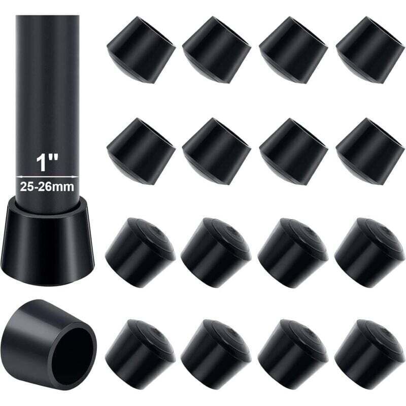 Capuchons de Pied de Chaise 25 mm, 16 Pièces en Caoutchouc Antidérapant pour Meubles et Tables, Noir Ortviai