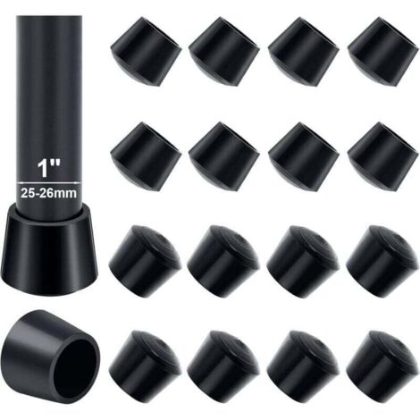 Capuchons de Pied de Chaise 25 mm, 16 Pièces en Caoutchouc Antidérapant pour Meubles et Tables, Noir Ortviai