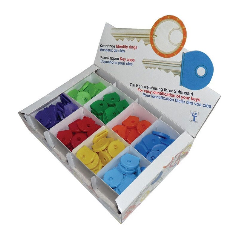 Couvre-clés 200 pièces dans une boîte, couleurs assorties, plastique