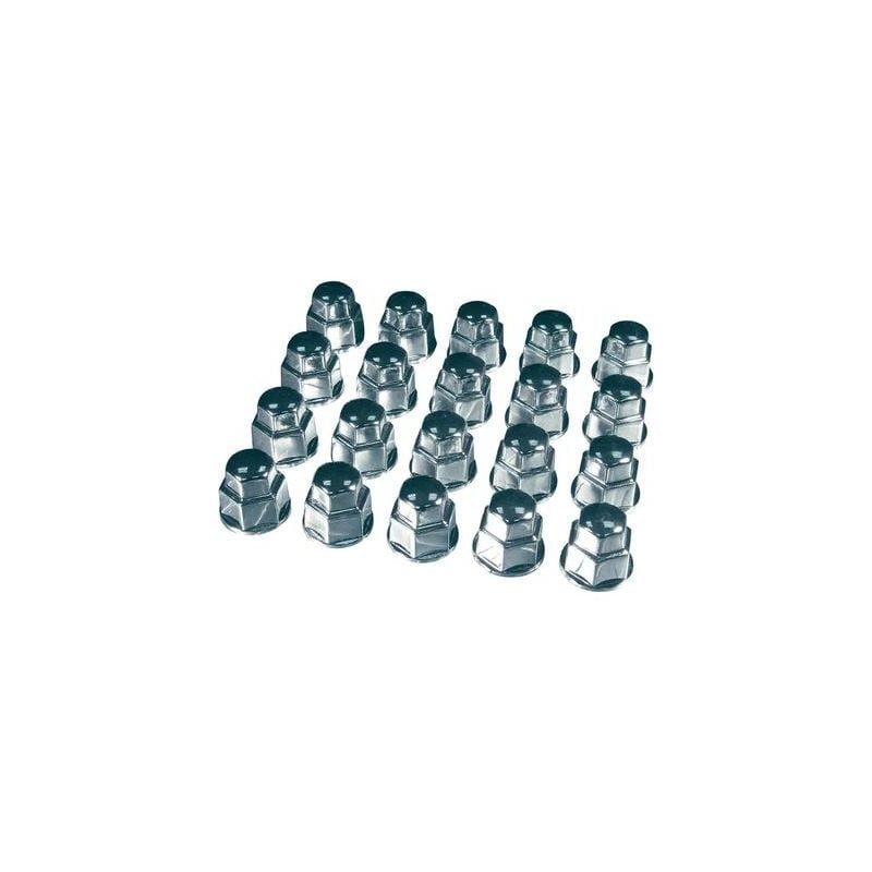 Lot de capuchons chromés plastique pour écrous de roue 17 mm (20 pièces) Hp Autozubehör 82.712