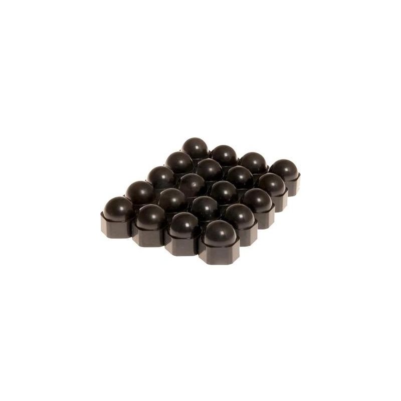 Capuchons pour écrous de roues Hp Autozubehör caches rallye noirs 17 mm - 20 pcs. 82728