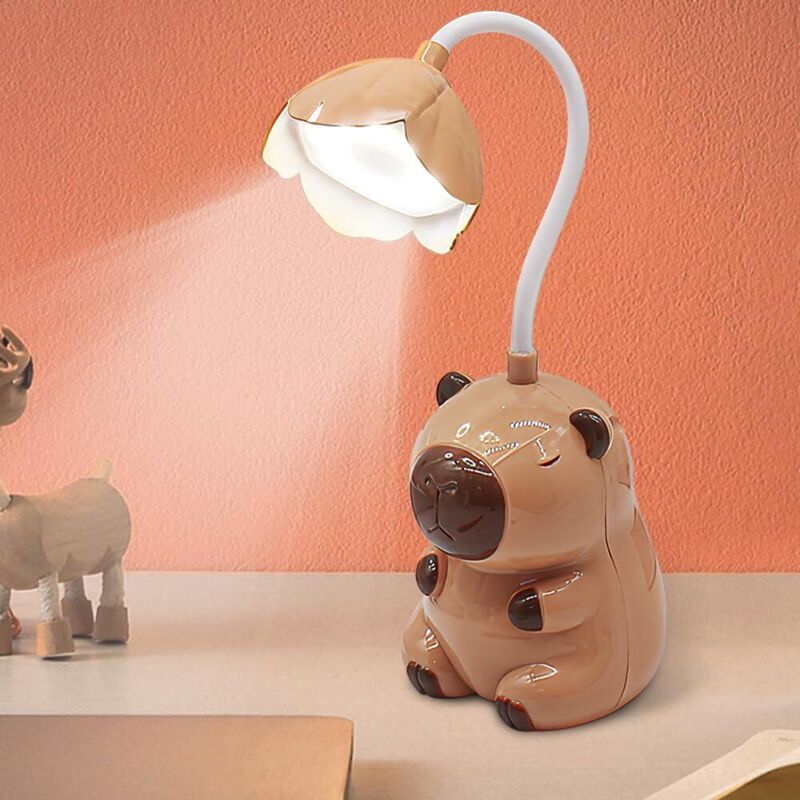Capybara Lampe de bureau pour enfant 2 en 1 avec taille-crayon rechargeable pour enfants Lampe de chevet Capybara pour lire et étudier