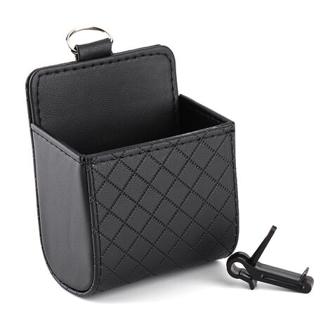 Car Air Vent Outlet Organizer Storage Bag Phone Case Box Holder Pocket Noir
