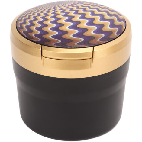 Car Ashtray with Lid Portable Smokeless Cigarette Ashtray Cup Holder with LED Blue Light for Home Wave